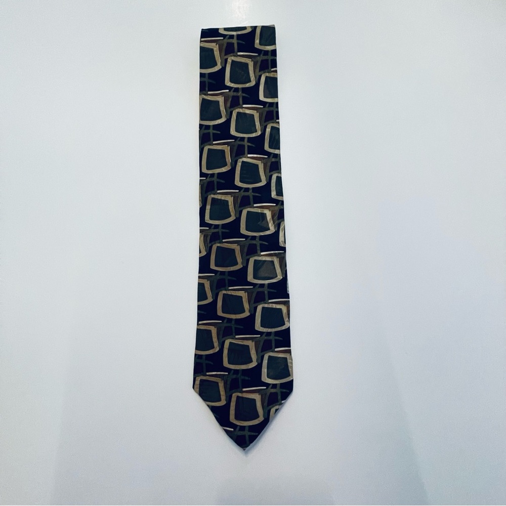 Men's Geometric Pattern Black and Gray Tie-facets